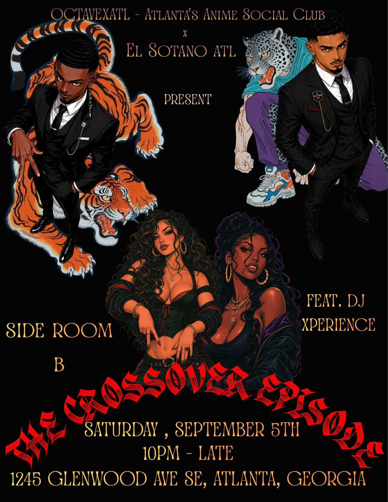 Event flyer for Crossover Episode, an OctaveATL anime party in Atlanta on September 5, 2026