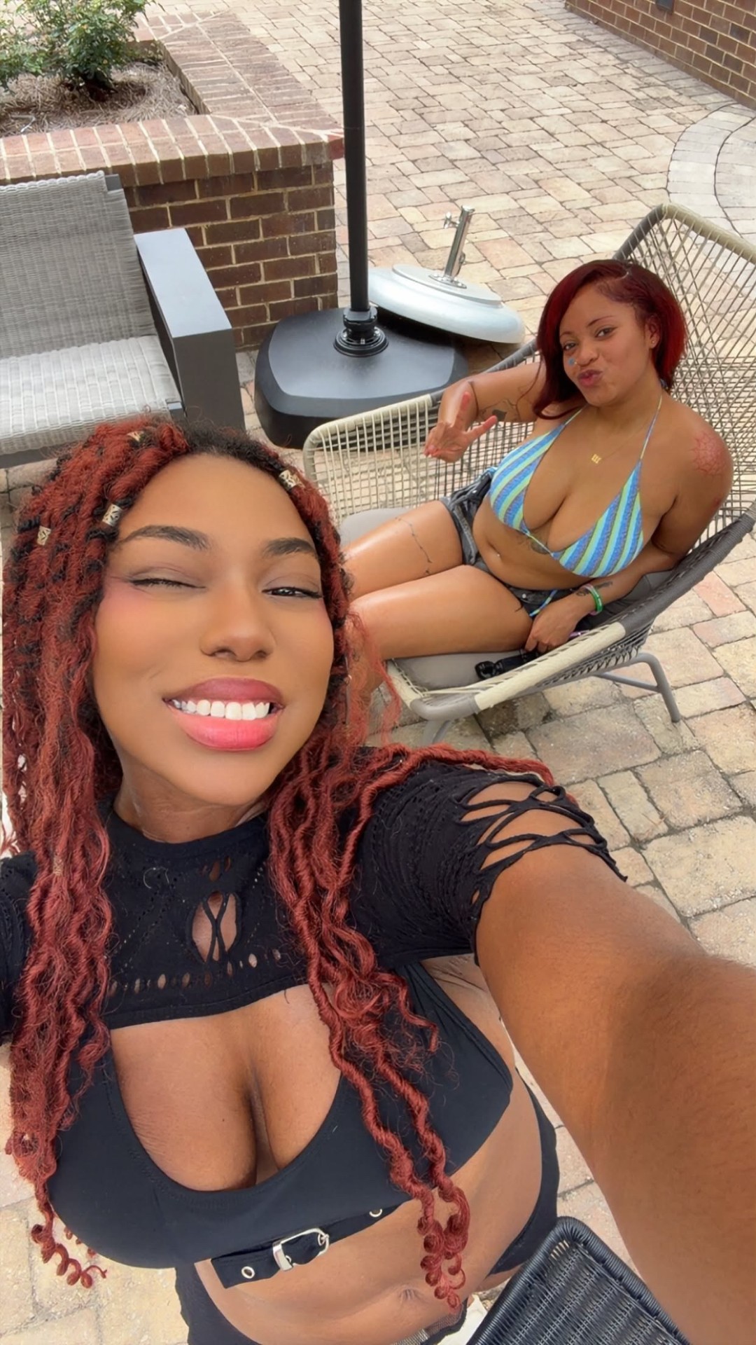 OctaveATL pool party selfie — Atlanta anime social club members poolside