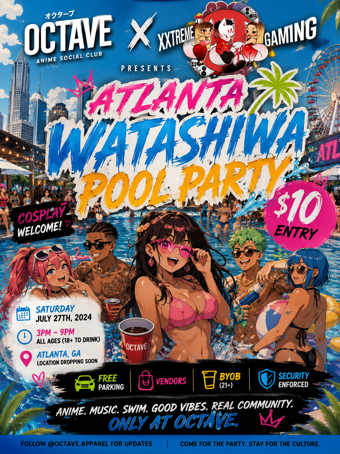 Atlanta Watashiwa Pool Party — Atlanta anime rave & event by OctaveATL